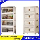 4 Tier Plastic Storage Box Folding Storage Cabinet Shelf for Home Office Dorm