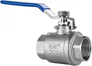 3-Way Ball Valve Stainless， 1PCS Stainless Steel 1/4" 3/8" 1/2" 3/4" 1" 2-Piece Water Female Thread Pipe Valve Switch DN8-DN40(0.75 Inch)