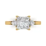 2.2ct Princess Trillion Solitaire Promise Engagement Bridal Ring 14k Yellow Gold