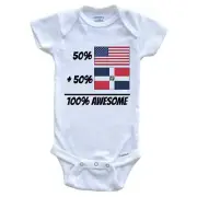 50% American 50% Dominican Equals 100% Awesome Dominican Republic Flag Bodysuit
