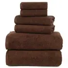 Lavish Home Towel Set Chocolate Brown Cotton Zero Twist Soft Absorbent 6-Piece