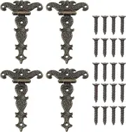 4 Pieces Retro Hinge, Retro Bronze Decorative Hinges With Mounting Screws 69*113mm