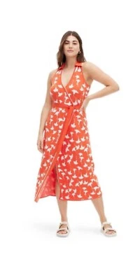 DVF Diane Von Furstenberg X Target Ginkgo Cherry Tomato Wrap Dress S Small NEW