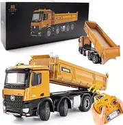Ssccgym 20-Inch Remote Control Dump Truck 12-Channels 1/14 Scale 13 LBS Load Capacity RC Heavy Duty Metal Construction Vehicles Toy for Boys Kids 8y+ 12y+ Birthday Gifts Ideas (8-Wheels)