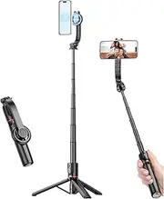 Tripod Stand, Foldable Cell Phone Selfie Stick Adjustable with Rotatable Magnetic Holder, Aluminum Alloy Tripod Mount Extension for Android for iOS