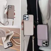 For iPhone 14 Pro Max 13 12 11 Lanyard Leather Card Slot Wallet Phone Case Cover