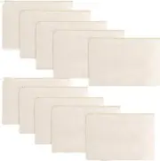 10 Pack Large Blank Canvas Makeup Multi-Purpose Cosmetics Bag with Zipper