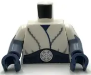 Lego New White Minifigure Torso Fur Coat Dark Blue Sash Silver Snowflake