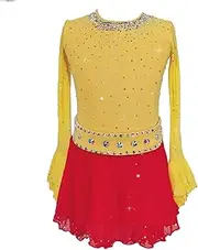 [Zagitova] Women's Figure Ice Skating Dress Shiny Rhinestone Mesh Splice Dress Dance Costumes for Competition