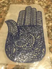 RARE VTG Hamsa Hand Iron On Transfer Appliqué LEAVES OF PAISLEY Pattern G Blue