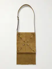 [Valentino Garavani] Valentino Garavani - Nellcote Fringed Studded Suede Shoulder Bag - Brown - One size One size Brown