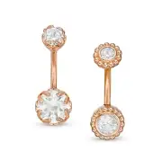 Banter 014 Gauge Crystal & Cubic Zirconia Belly Button Ring Set - NEW