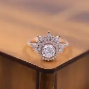 Round Cut 0.75 CT White Moissanite Incredible Halo 14k Rose Gold Engagement Ring