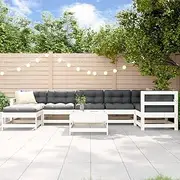 Garden Lounge Set with Solid Wood Frame, Patio Chairs, Table, and Soft Cushions - 8 Piece Outdoor Furniture Set for Balcony, Garden, and Porch