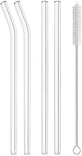 8mm AU 5X Glass Pyrex Drinking Straws Pack Bent Straight Reusable Eco-friendly