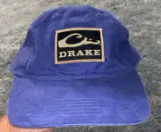 Nwt Mens Drake Waterfowl Cotton Twill Patch Cap/hat. Dark Blue & Adjustable Back