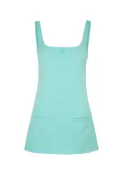 Courrèges Logo Twill Mini Dress - Turquoise - 6 6