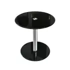 Fab Glass and Mirror 17-1/2 in. Black Round Modern Glass Side Table with 17-3/4