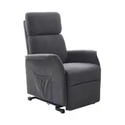 Power Lift Recliner Chair Fabric Sofa Remote Control Padded Seat Dark Grey
