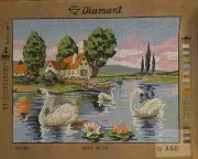 needlepoint TapestryGobelin L Swans At The Lake Canvas Only 45x60cm