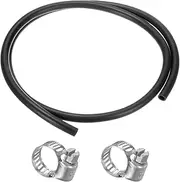 uxcell Lubricating Oil Hoses, (1/4") 6mm ID x 9mm OD 3.28FT Rubber Tubing Hose Pipe Rubber Hose W 2pcs Clamps for Irrigation/Small Equipment/Outdoor/Garden Water Tubing [Black]