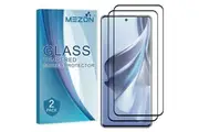 [Set of 2] Full Coverage OPPO Reno10 5G Tempered Glass Crystal Clear Premium 9H HD Screen Protector by MEZON (OPPO Reno10 5G, 9H Full)