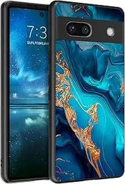 [GaoBao] for Google Pixel 7A Case, Slim Google Pixel 7A Phone Case Glow in The Dark, Hybrid Hard PC Back Soft TPU Bumper Anti-Slip Women Men Boys Protective Cover for Pixel 7A 6.1" 2023, Gold/Marble