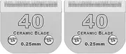 2 Pack Detachable Pet Dog Grooming Clipper Ceramic Blade,Compatible with Andis Size 40 Cut Length 1/100"(0.25mm),Compatible with Oster A5,Wahl KM Series Clippers