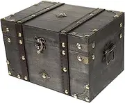 QUMIIRITY Retro Pirate Treasure Chest Storage Box Craft Jewelry Organizer Boys and Girls Decorative Wooden Toy Box