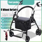 Elderly Rollator Lightweight Folding Walking Frame Mobility Aid Walker with Seat