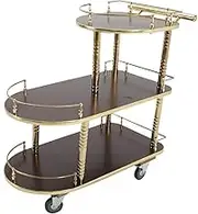 Bar Serving Cart Functional Bar Cart Wide Table with Storage Box 3-Tier Wooden Rolling Cart Serving Trolley Metal Modern Tea Cart for Hotel Furniture
