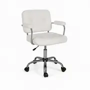 Huggy office chair in faux fur and black legs - White