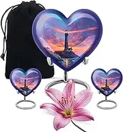Lighthouse Heart Cremation Keepsake Urns for Adult Ashes, Decorative Gift for Men & Women, Lighthouse Theme Urn Ash for Male & Female, Combo, Blue (10 Inch & 3 Inch Mini Set of 2)
