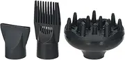 Blelsa 3Pcs Dryer Nozzle Attachment Hair Dryer Diffuser Detangling Blow Dryer Nozzle Attachment Hair Styling Accessories Different in Shapes Compatible with Most Hair Dryers Black