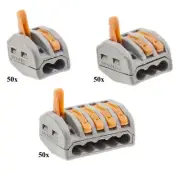 Terminal Block 2 3 5 Pole Kit Tab 50x Lever Lock Reusable Wire Connector Clip