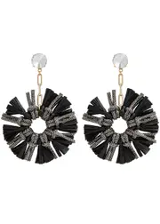 Rosantica Lula Embellished Clip-on Drop Earrings - Black ONE SIZE