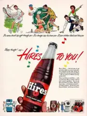 HIRES ROOT BEER TENNIS BEACH COWBOY 16" HEAVY DUTY USA MADE METAL SODA ADV SIGN