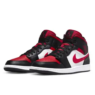 NIKE AIR JORDAN 1 MID WHITE BLACK RED白黑紅【A-KAY0】【554724-079】