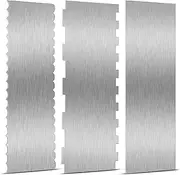 3 Pieces Stainless Steel Cake Scraper 10 Inch and Sided Patterned Edge Stripe Edge Smoother Scraper Cake Decorating Comb Cake Pastry Cutter for Mousse Butter Cream Cake Decoration