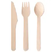 Wooden Cutlery Set Disposable Bamboo Wood Bulk Buy Forks Spoons Knives Party