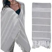 Cotton Turkish Beach Towels Quick Dry Towel for Bathing Swimming Travel - Light Grey