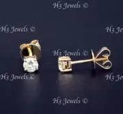 18k Yellow gold diamond stud earring solitaire 0.55 ct Prong Screw back