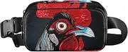 [XYMZR] Rooster Red Comb Black Fanny Pack Hip Bag Belt Bag for Women Man Fashion Waist Pack Water-repellent Crossbody Bag for Halloween Costumes Running Hiking Jogging Travel Sport, Multi-colored, one