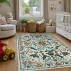 5x7 Boho Rugs for Bedroom,Washable Living Room Rug Non Slip, Soft Vintage Bir...