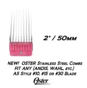OSTER STAINLESS STEEL Blade GUIDE 2" COMB*Fit A5,A6,Andis AG,AGC,Wahl KM Clipper