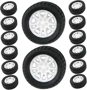 30Pcs Car Wheels for Replacement Wheels for Craft Projects and Cars for Hands Learning and Miniature Creations Black
