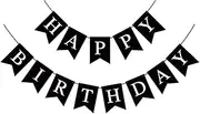Lumjoy Black & White Small Happy Birthday Banner – Backdrop & Party Decorations for Men, Women, Kids & Pets – Wall, Door, and Garland Bunting Flag Decor