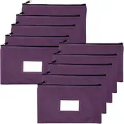 Money Bank Deposit Bag with Zipper | 11x6 inch | Purple | Durable Leatherette Money Cash Coin Check Wallet Pouch for Men & Women with Framed ID Window and Blank Card | by GIDABRAND (10)