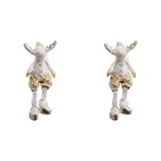 2x LVD Gnome Deer Gold Decorative Sculpture Home/Lounge Party/Christmas Decor
