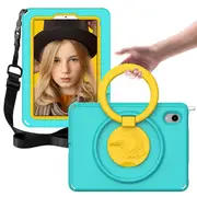ZUSLAB iPad Mini 6 Case with Screen Protector Hybrid Shockproof Rugged Cover Handle Grip Kickstand Strap Holder for Apple 8.3 inch (2021) - Green